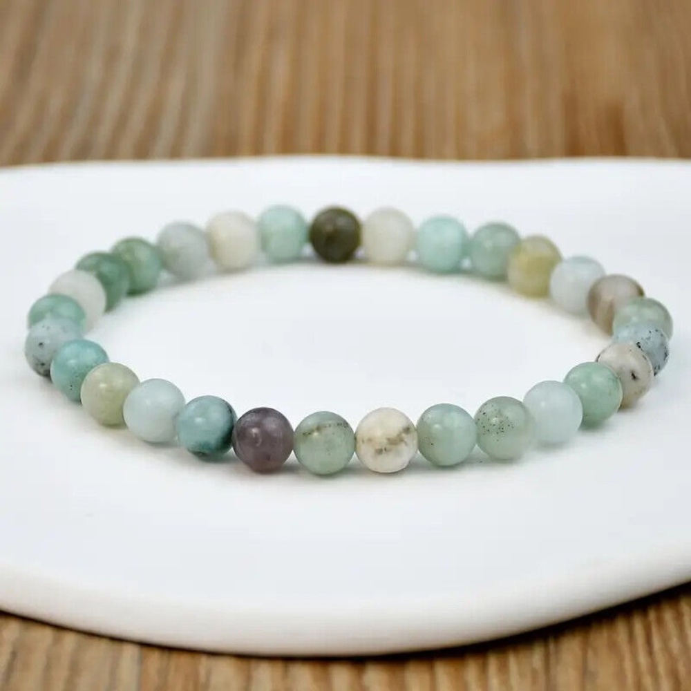 Amazonite Natural Stone Beaded Bracelet Shamballa Chakra Boho Reiki
